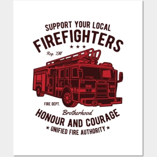 support your firefighters Posters and Art